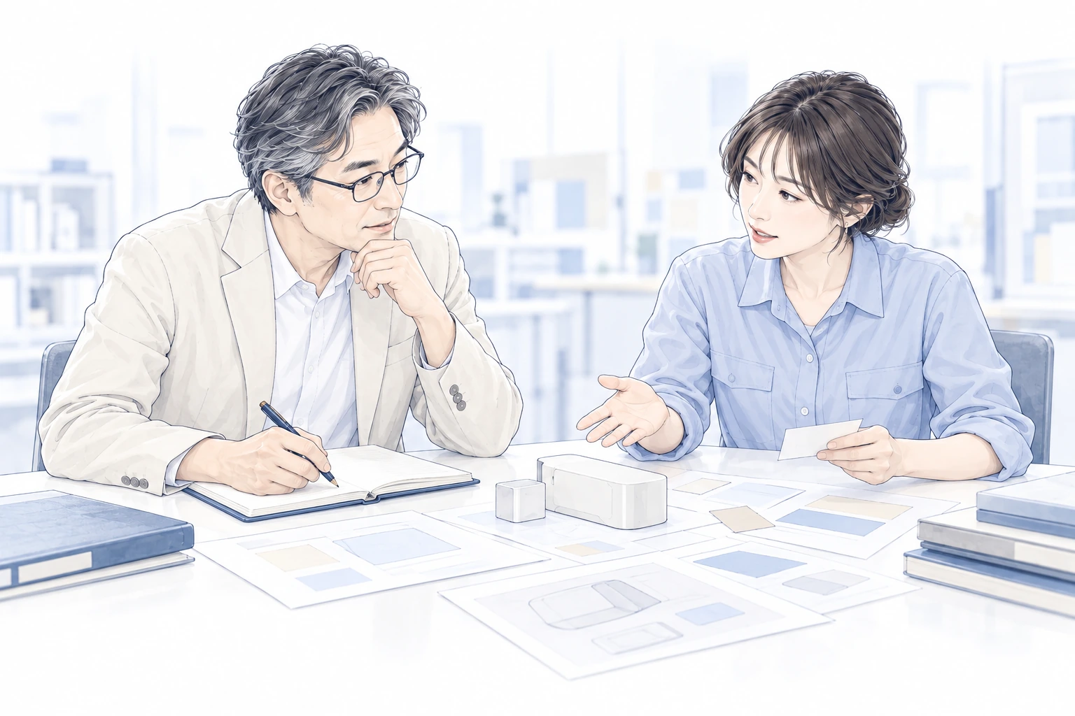 仕事で大切にすることを、社員の声から考える場面の例