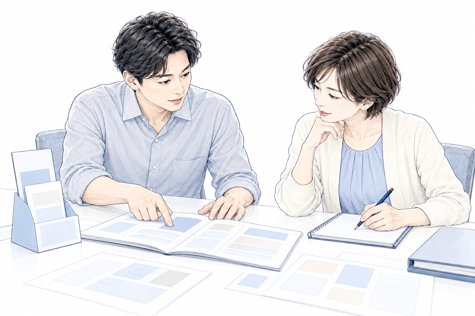 試した資料への相手の反応を聞き、記録する